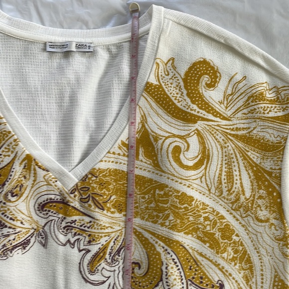 Zara T-Shirt Short Sleeve in White/Yellow & Purple Size-Medium NWOT - Picture 15 of 16